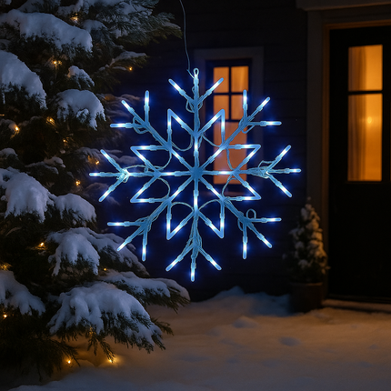 Christmas Snowflake 50 LED Light For Indoor & Outdoor Decoration Cool White
