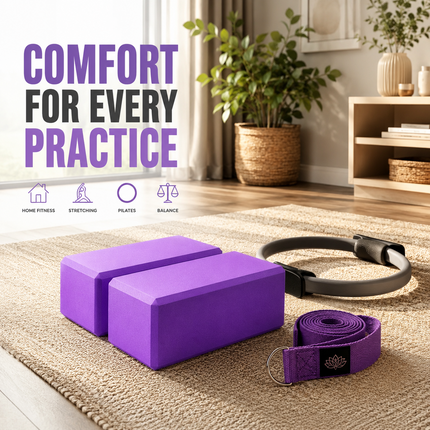 Yoga Gym Blocks Brick Foam Pair Exercise Training Pilates Meditation Anti Slip