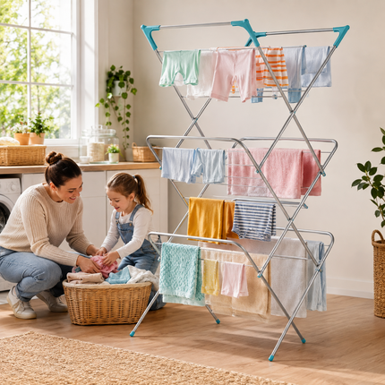3 Tier Folding Clothes Airer Indoor Laundry Drying Rack Freestanding Metal Dryer