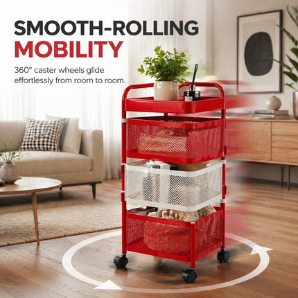 Rotating Storage Rack Square Trolley Kitchen Bathroom Organizer Vegetable Shelf