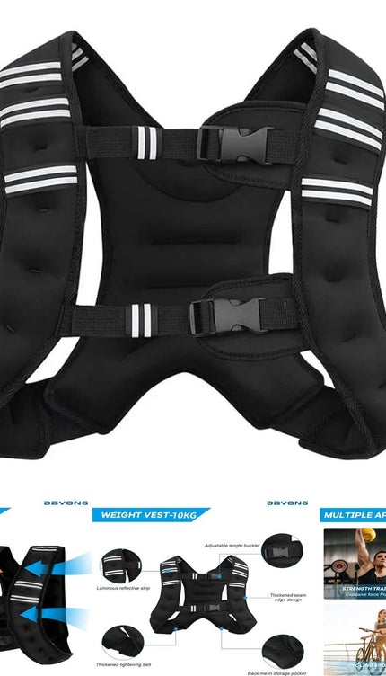 Weighted Vest 5kg 10kg Adjustable Running & home Gym Workouts No Bounce Training