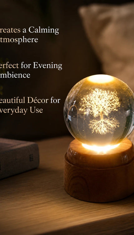 6cm Tree of Life Crystal Ball Light with Rotating Base