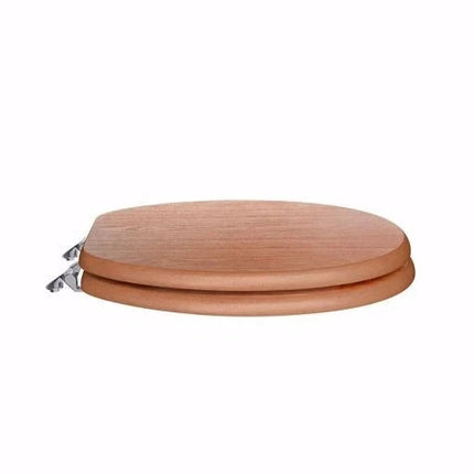 18" Universal Toilet Seat With Fittings Brown MDF Wooden Bathroom WC Seat