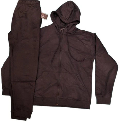Mens Fleece Hoodie Contrast Top Bottom Gym Joggers Fitness Jogging Tracksuit Set