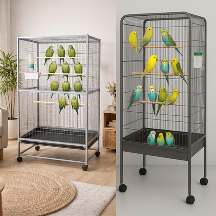Steel Standing Cage for Cockatiels, Parrots & Pigeons Large Flight Bird Kin