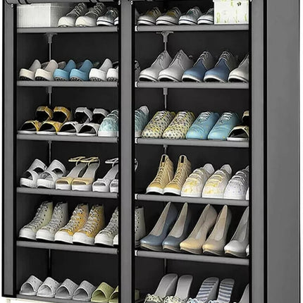 6 Tier Shoe Rack Fabric Canvas Shelf Shoe Cabinet Storage Organiser 107x28x102cm