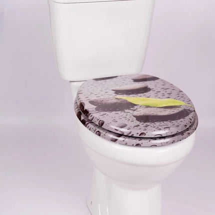 18'' Universal Wooden Toilet Seat Easy Fit WC Bathroom Seat with Fixing Fittings