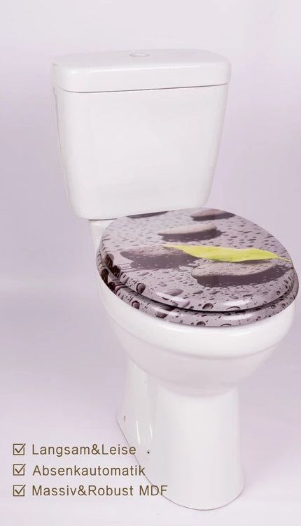 18'' Universal Wooden Toilet Seat Easy Fit WC Bathroom Seat with Fixing Fittings
