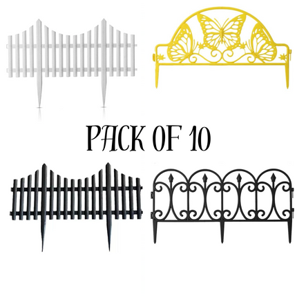 10PCS Lawn Border Fence Plastic Wood Effect