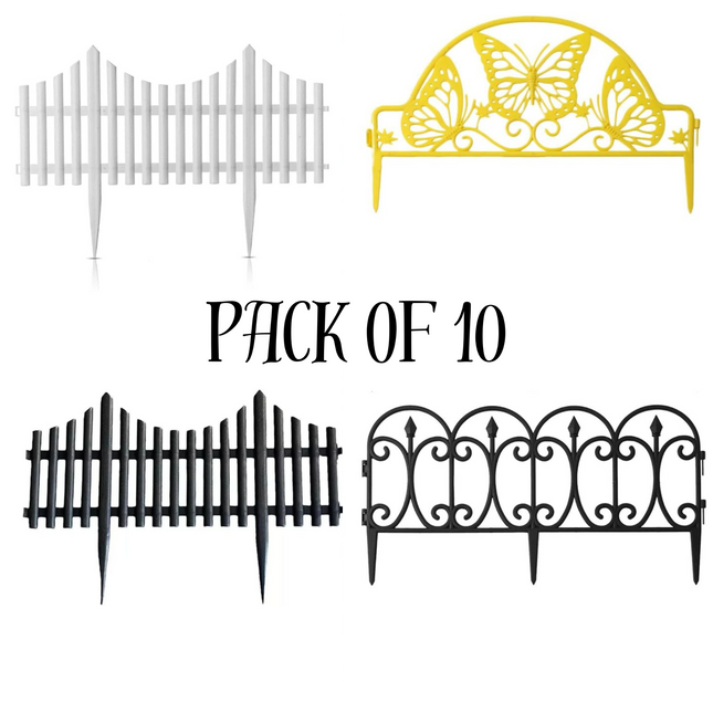 10PCS Lawn Border Fence Plastic Wood Effect