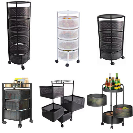 Trolley Rack Rotating Storage Kitchen Bathroom Vegetable Organizer Cart Shelf