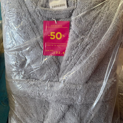 Large Silver Grey Unisex Cotton Terry Bathrobe Gown Soft Spa Robe Men Women