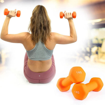 1kg x 2 Neoprene Dumbbells – Iron Hand Weights for Fitness Training (Orange)
