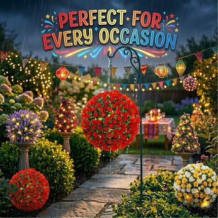 Artificial Plant Topiary Ball Solar Power 20 LED Garden Hanging Topiary 27cm