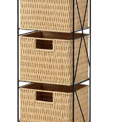 3 Drawer Slim Bathroom Storage Unit Woven Organizer Cabinet Box for Bathroom Use