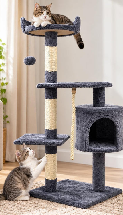 Multi Level Cat Tree 120cm Sisal Scratching Post Hammock