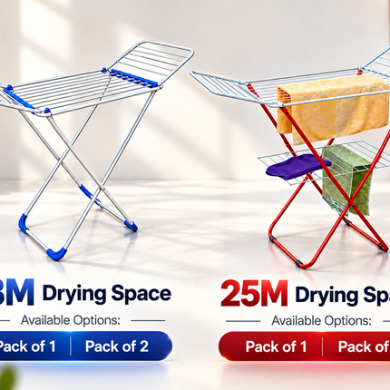 Winged Folding Clothes Airer Heavy Duty Metal Laundry Drying Rack Indoor 18M/25M