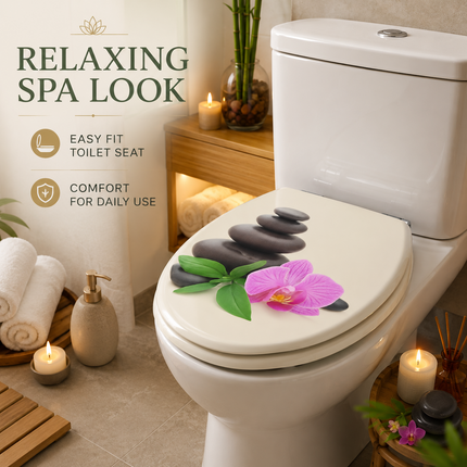 18" UNIVERSAL BATHROOM TOILET SEAT WOODEN EASY FIT WC SEAT WITH FITTINGS