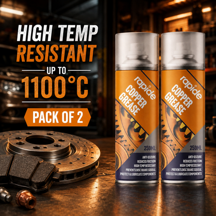 2x Rapide Copper Grease Spray 250ml Protects Lubricates Prevent Seizure Squeaks