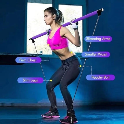 Portable Pilates Bar with Resistance Bands Multifunctional Exercise Toning Stick
