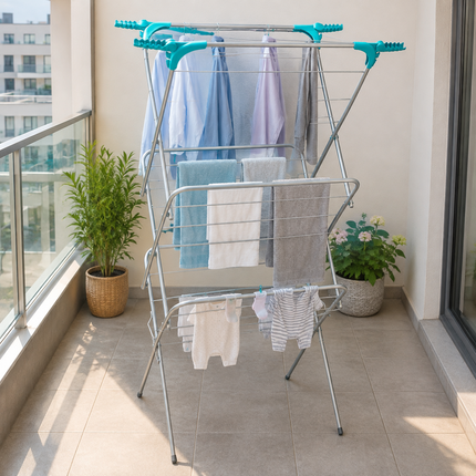 3 Tier Folding Clothes Airer Indoor Laundry Drying Rack Freestanding Metal Dryer