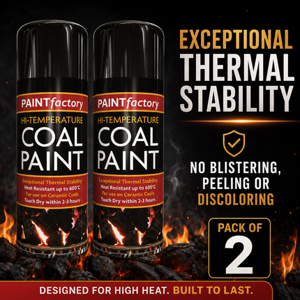 Black Coal Spray Paint 400ML High Temp Heat Resistant Ceramic Stove Gas 2-Pack