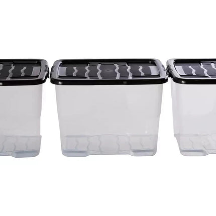 24L Storage Boxes with Lids – 3 Pack