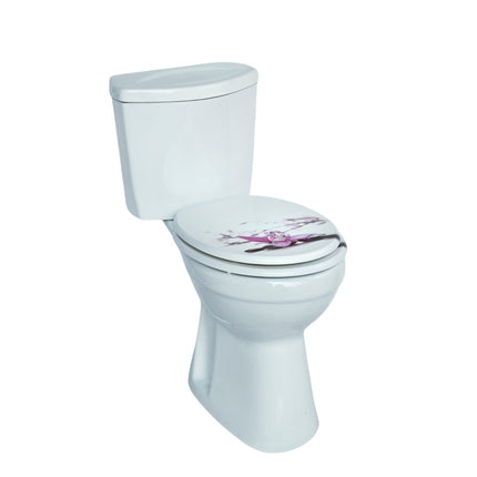 18'' Universal Wooden Toilet Seat Easy Fit Bathroom WC Seat with Fittings