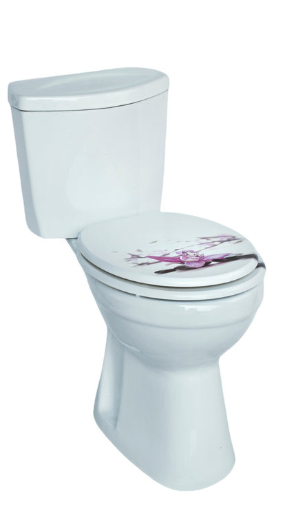 18'' Universal Wooden Toilet Seat Easy Fit Bathroom WC Seat with Fittings