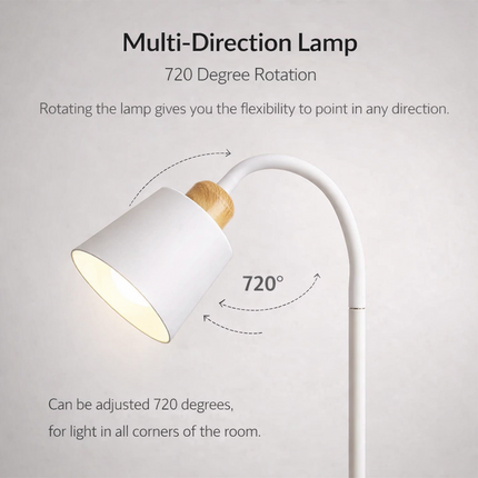 Metal Floor Lamp Reading Standing Bright Living Room Work Office Study Light