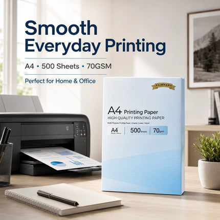 A4 Printer Paper White 70gsm 500 Sheets Multipurpose Inkjet Laser Copier 1-Ream