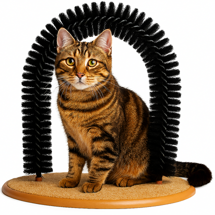 Cat Self Grooming Arch Kitten Massager Bristle Brush Scratcher Play Catnip