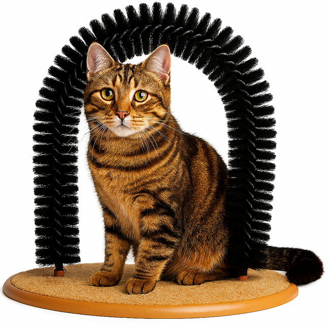 Cat Self Grooming Arch Kitten Massager Bristle Brush Scratcher Play Catnip