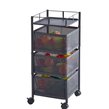 4-Tier Rotating Kitchen Storage Rack Trolley Cart Shelf Veg Serving Stand