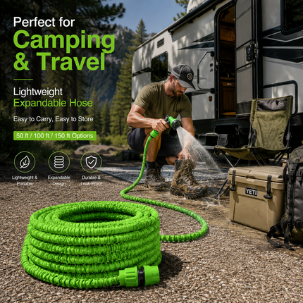 Garden Hose Pipe Spray Gun Expandable Flexible Anti Kink Lawn Patio 50/100/150ft