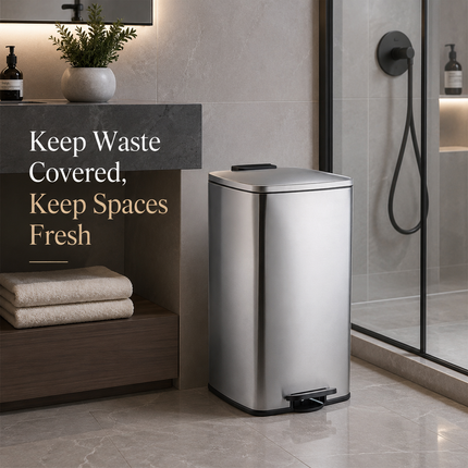 50L Pedal Bin Stainless Steel Removable Inner Bucket Home Office Waste Trash Can