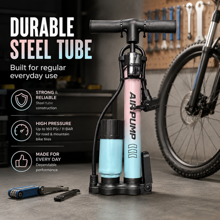 Bike Pump Bicycle Floor Air Pump With Gauge Presta & Schrader tire 120Psi Ball