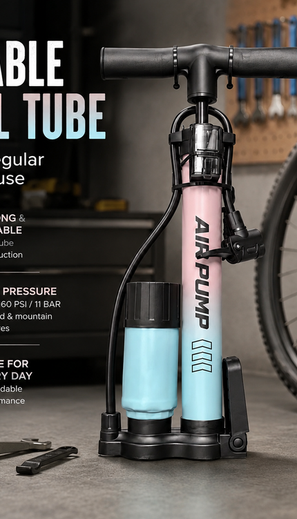 Bike Pump Bicycle Floor Air Pump With Gauge Presta & Schrader