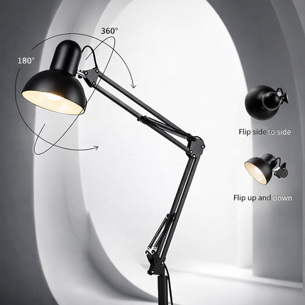 Modern Metal Floor Lamp Flexible Swing Arms for Reading Adjustable Swing Light