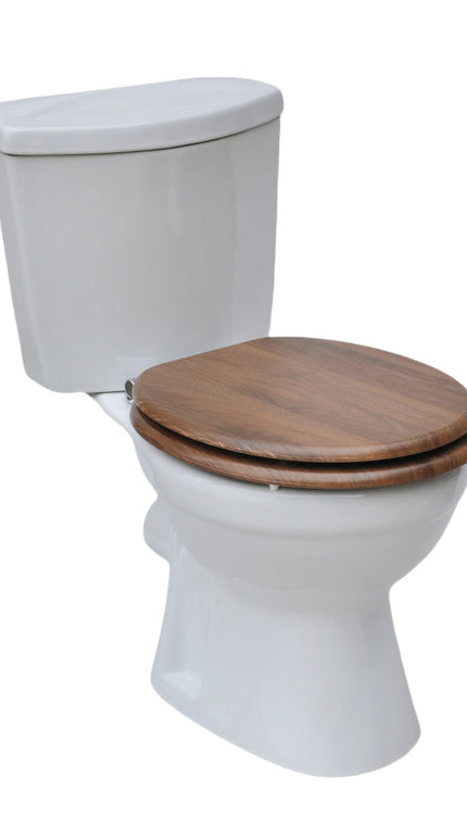 18'' Universal Wooden Toilet Seat Easy Fit Bathroom WC Seat with Fittings