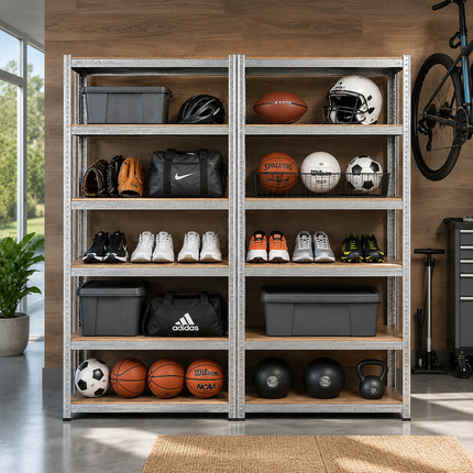 5 Tier Steel Garage Shelving Unit – Silver