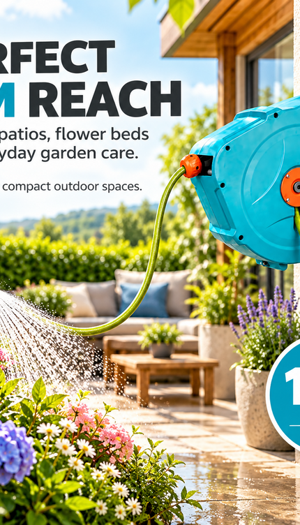 15M Wall Mounted Retractable Hose Reel with Spray Nozzle