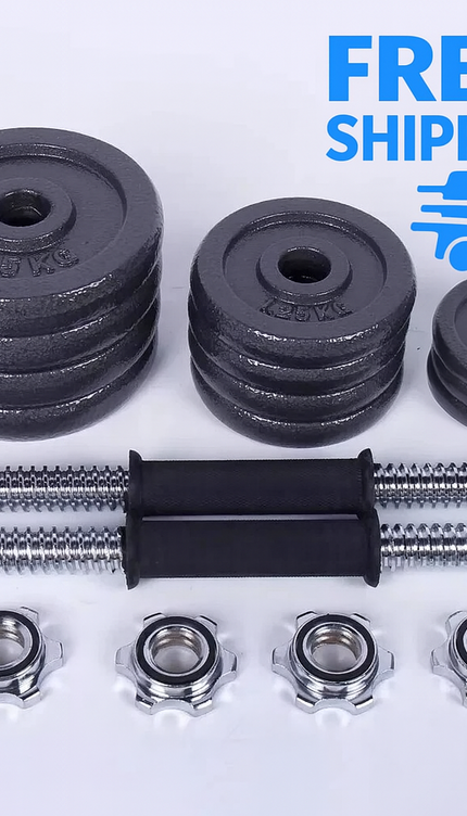 50KG Adjustable Cast Iron Dumbbell Barbell Set Weights Kit for Home Gym Workout