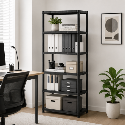 2x 5-Tier Heavy Duty Shelving Rack Black Plastic Unit