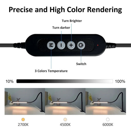 LED Desk Lamp with Clamp Stepless Dimming Modes 2700-6000K Office Desk WorkLight