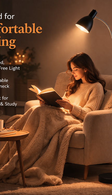 Metal Floor Lamp with Adjustable Neck & Heavy Base, Perfect for Reading & Office