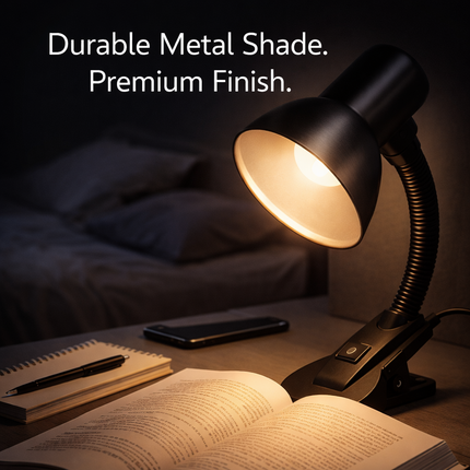 Adjustable Desk Clamp Lamp Bed Study Reading Light Clip On Table Lamp Black