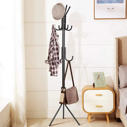 12-Hook Metal Coat Rack Stand Tree for Hats, Clothes, Umbrellas & Accessories