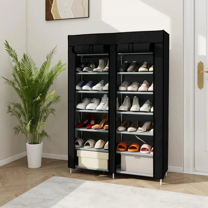 6-Tier Fabric Shoe Rack Storage Organiser – Black