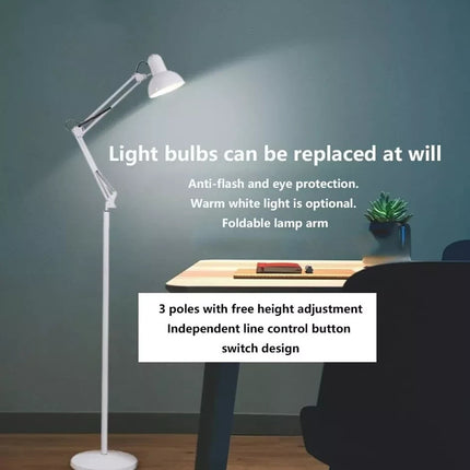 Modern Metal Floor Lamp Flexible Swing Arms Reading Floor Adjustable Swing Light